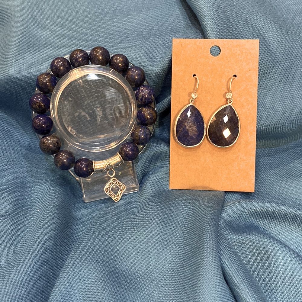 Silpada Silver and Blue Lapis Bracelet/Earrings Combo.